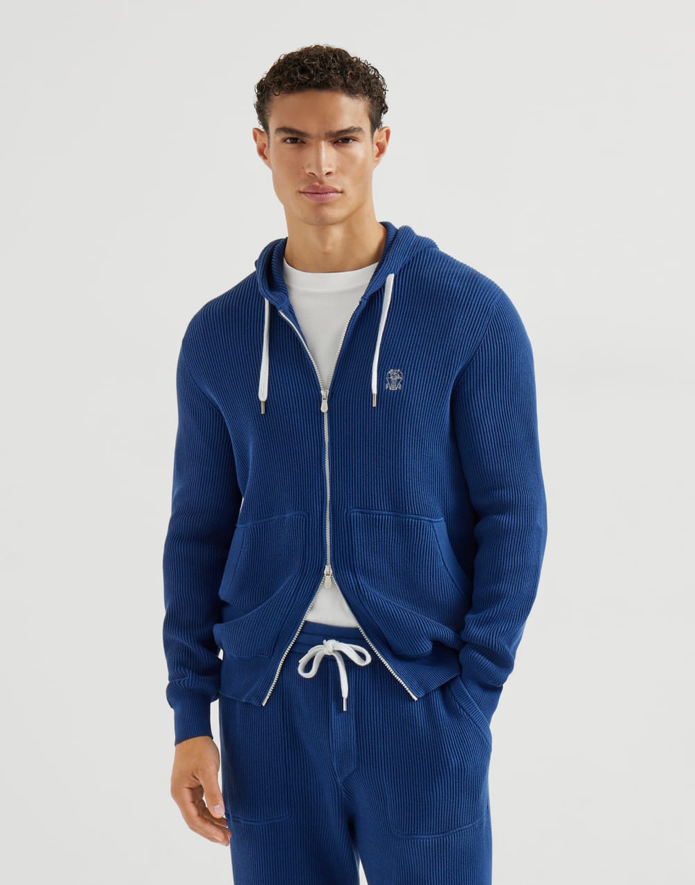 English Rib Knit Hooded Sweatshirt