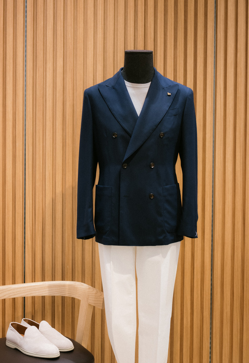 Double-Breasted Jacket In Worsted Cashmere