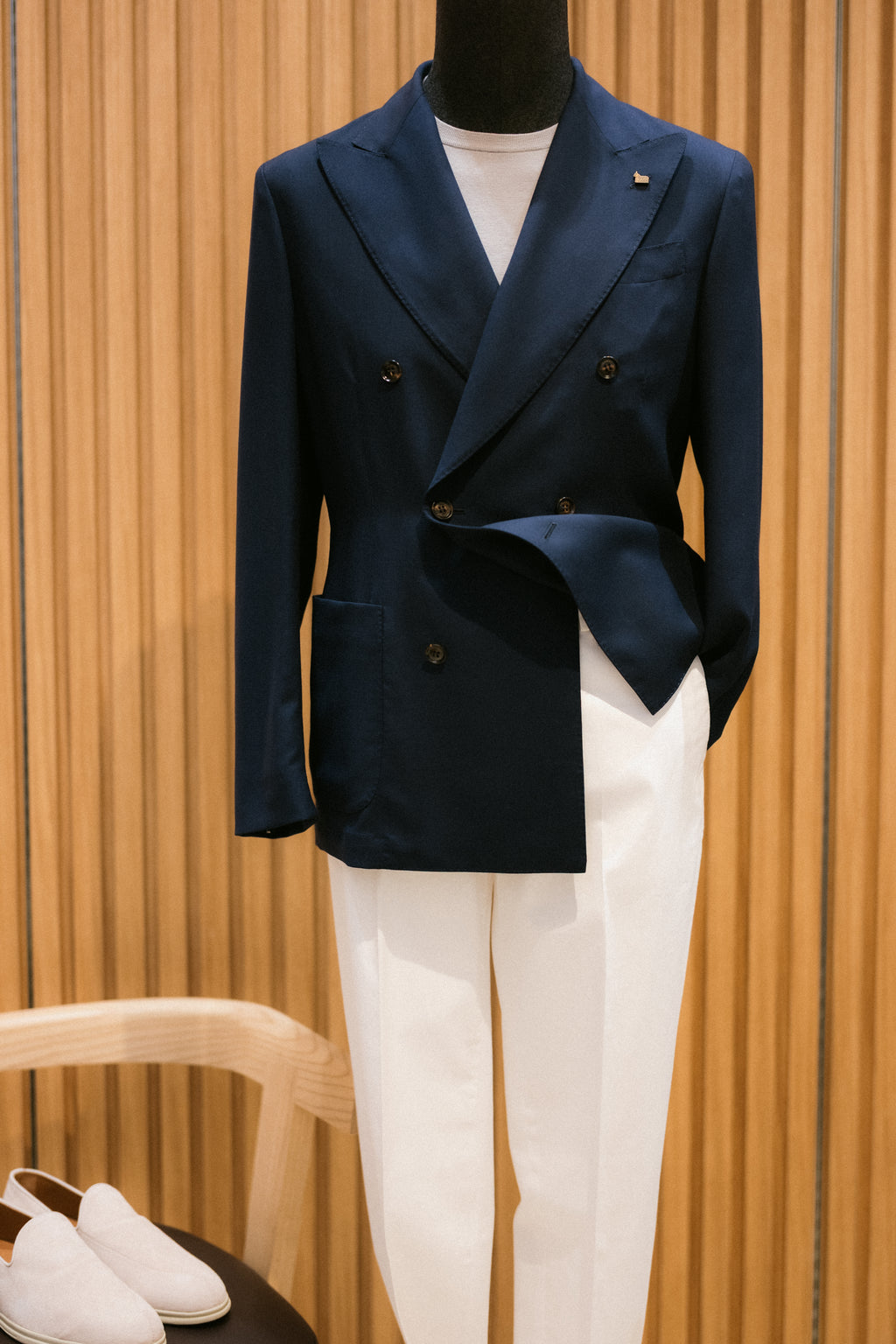 Double-Breasted Jacket In Worsted Cashmere