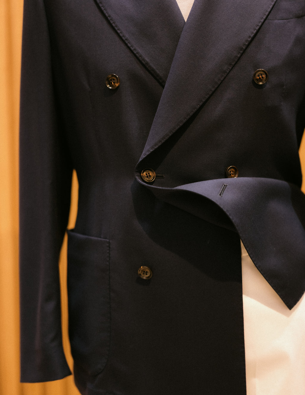 Double-Breasted Jacket In Worsted Cashmere