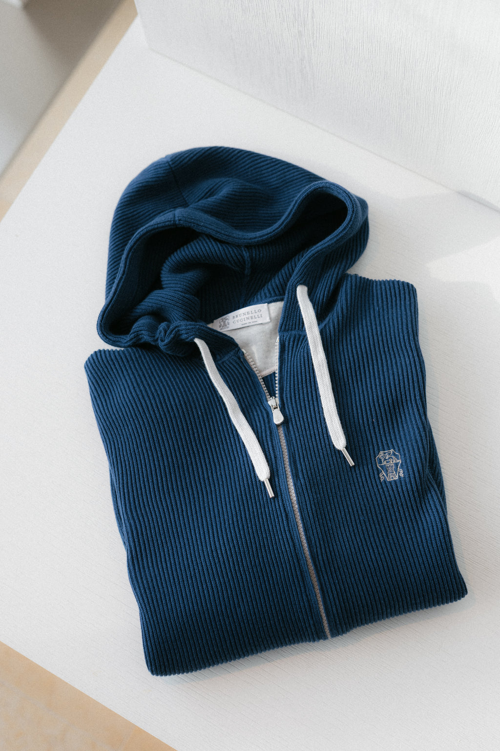 English Rib Knit Hooded Sweatshirt