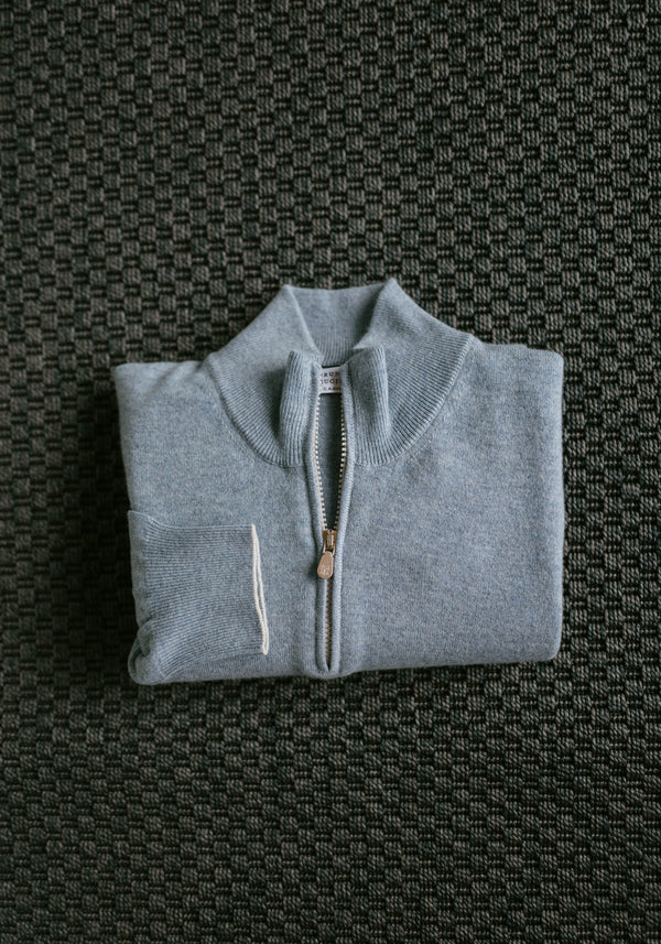 Cashmere Quarter-Zip Sweater - Cornflower Blue