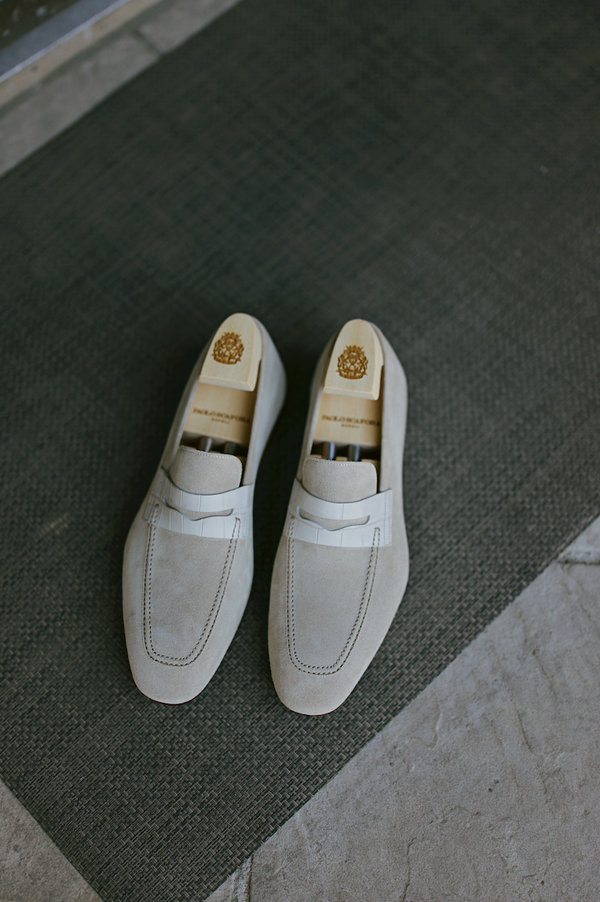 HANDCRAFTED SUEDE & CROCODILE LOAFERS ON REVERSE LAST