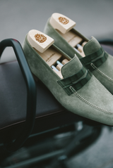 Handcrafted Suede & Crocodile Loafers on Reverse Last
