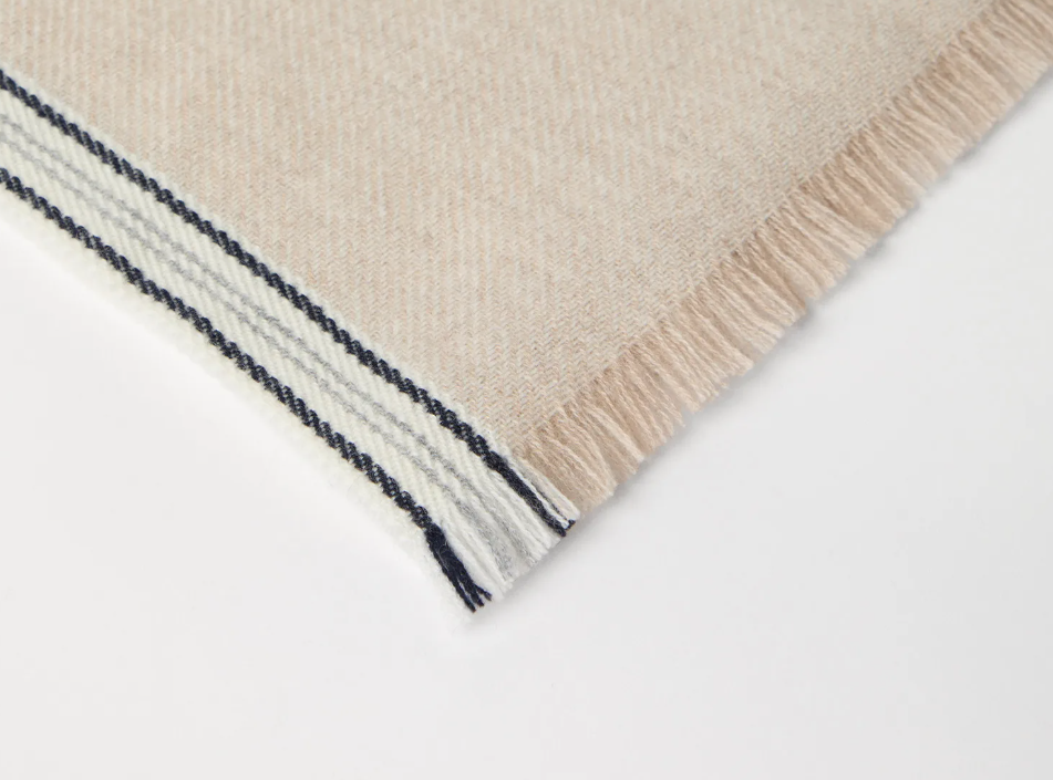 Cashmere Scarf With Striped Edge