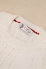 Cotton Cable Knit Crewneck Sweater