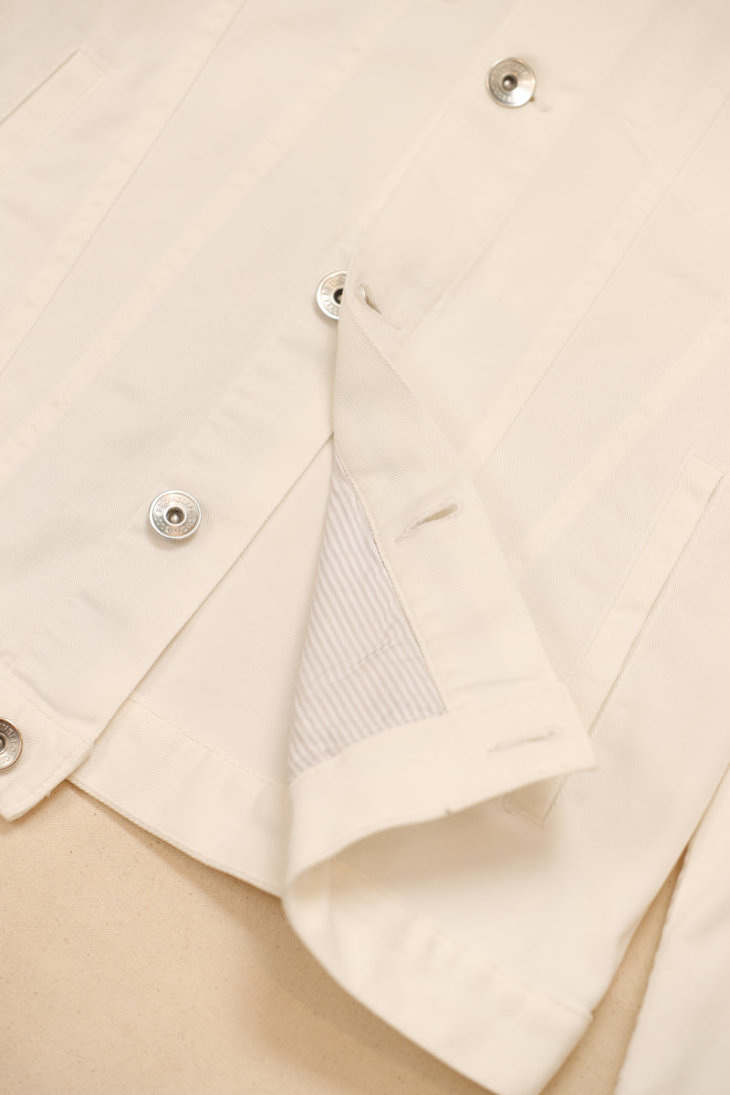 Denim Button Trucker Jacket - White