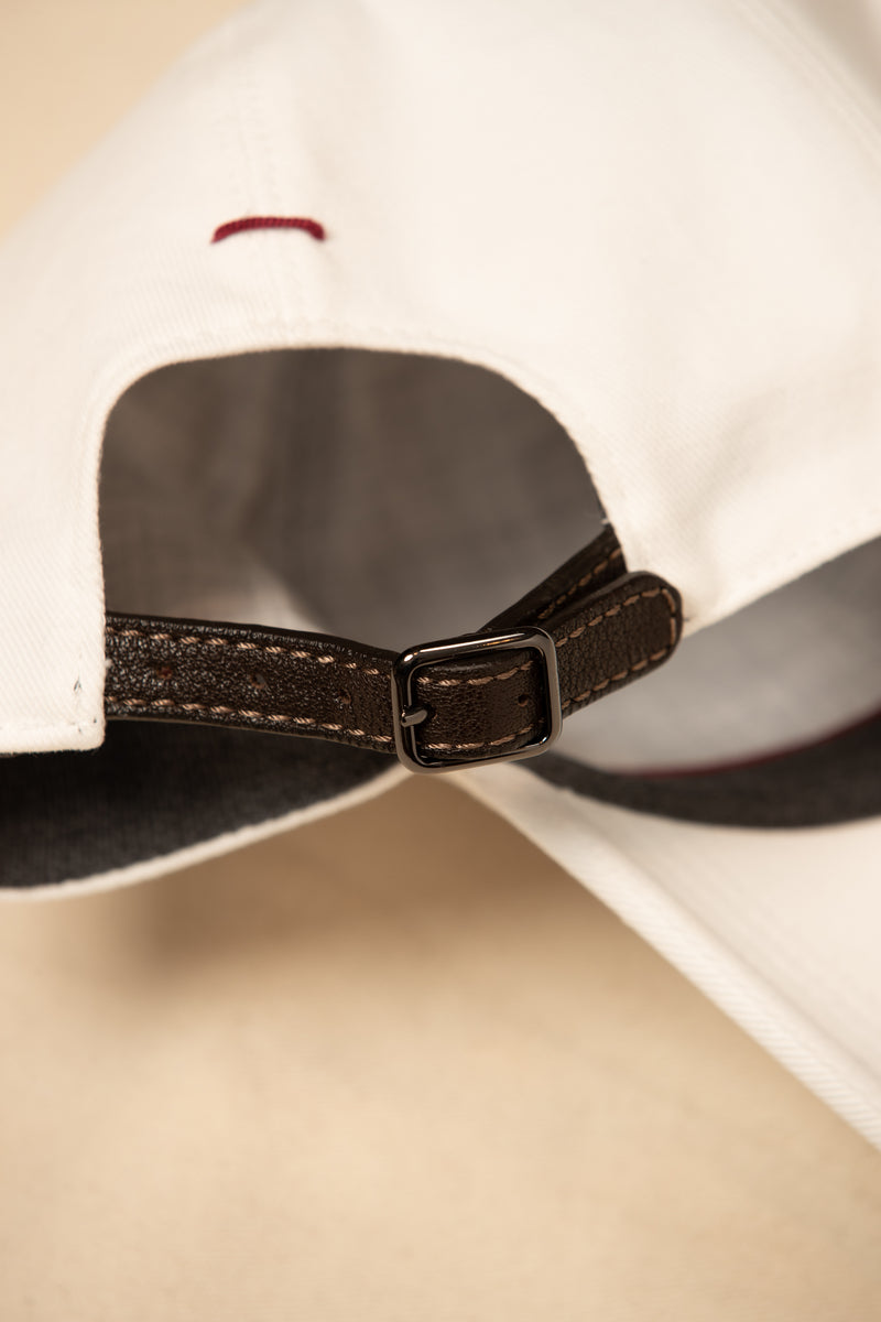 Cotton Baseball Cap - Off-White and Rubino