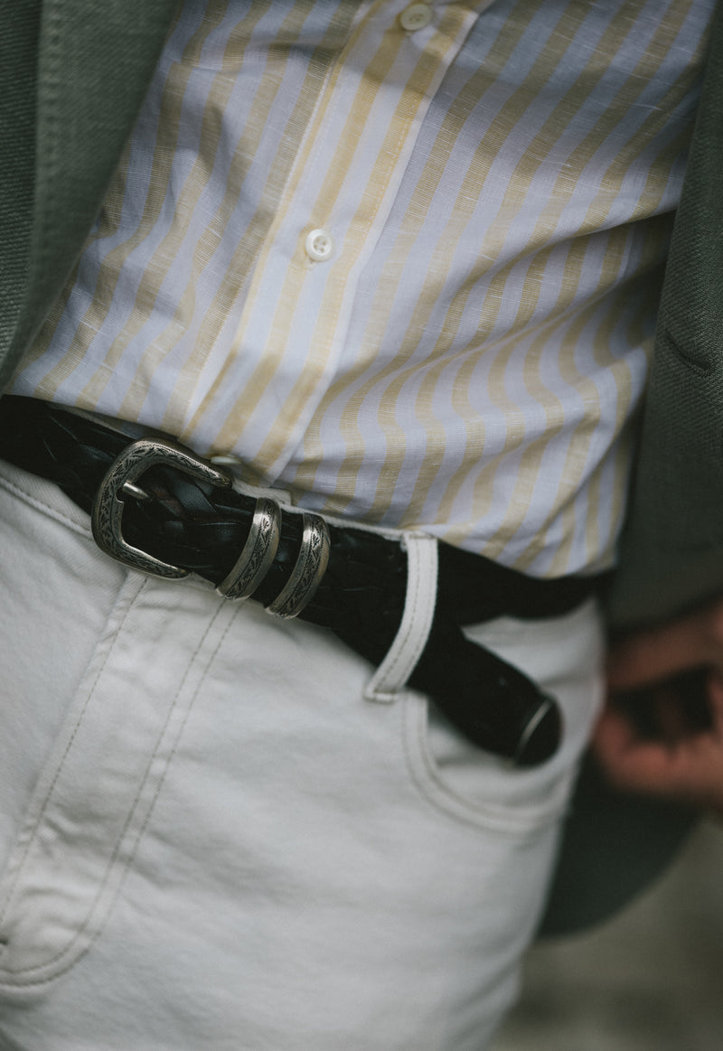 Braided Calfskin Western Style Belt