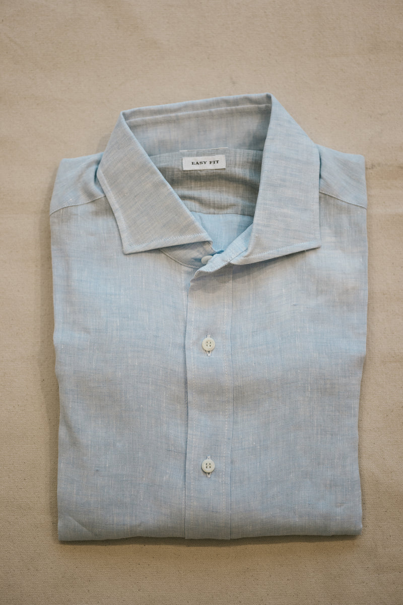 Linen Easy Fit Shirt - Azure Blue