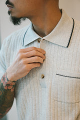 Cotton Polo-Style Sweater - Grey