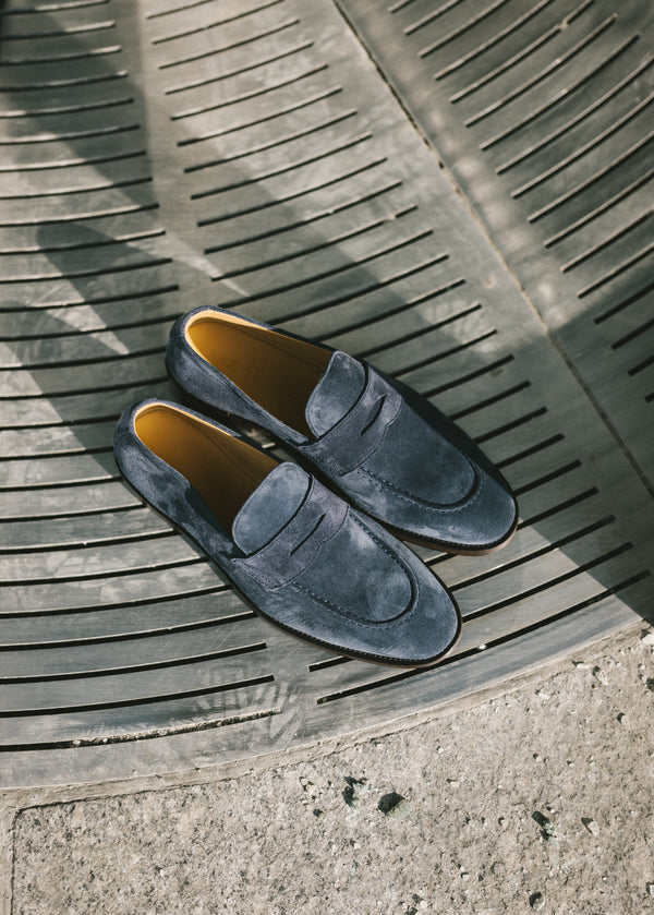 Smart Suede Penny Loafers - Blue
