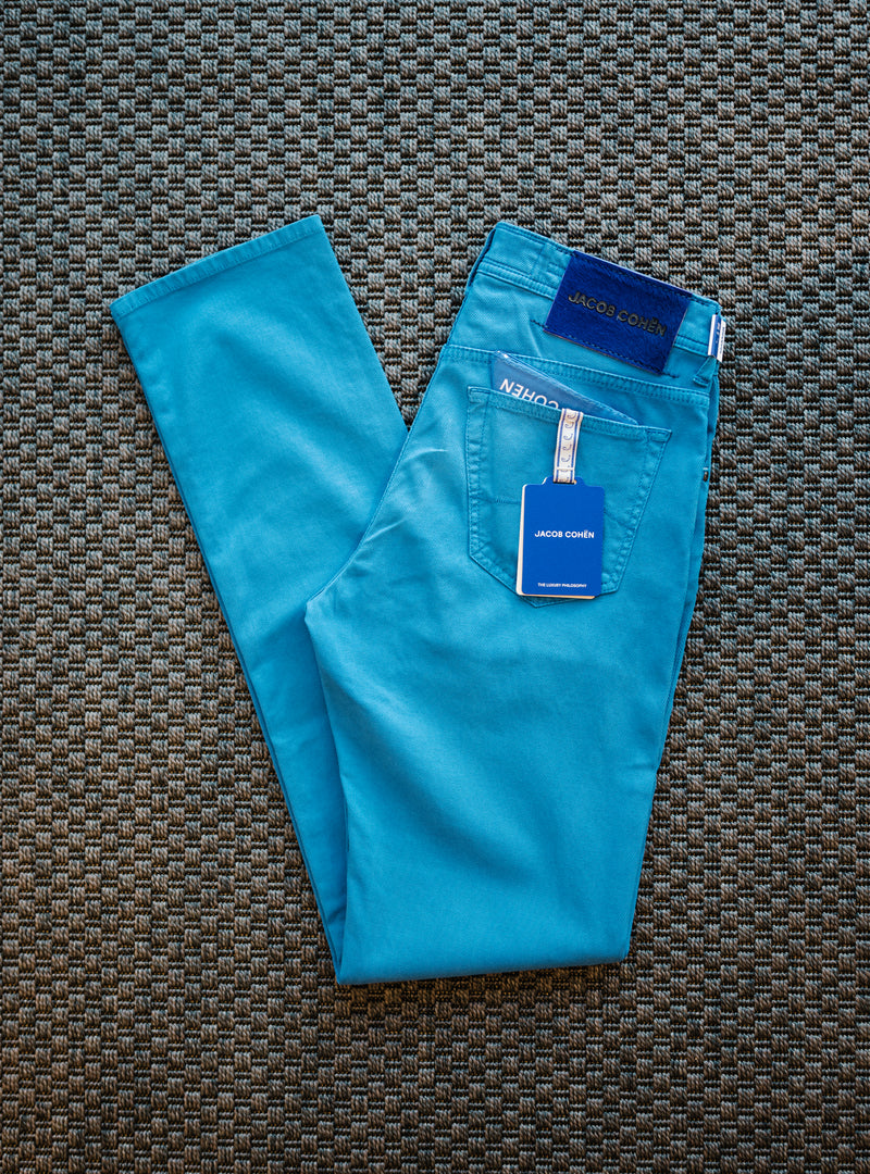Slim Fit Bard Cotton Pants - Light Blue