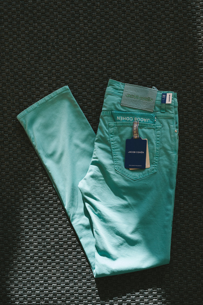 Slim Fit Bard Cotton Jeans - Sea Green