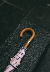 Handcrafted Indonesian Malacca Wood Umbrella - Pink Stripe
