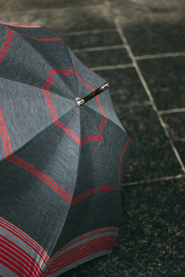 Handcrafted Tiger Maple Umbrella - Red Stripe
