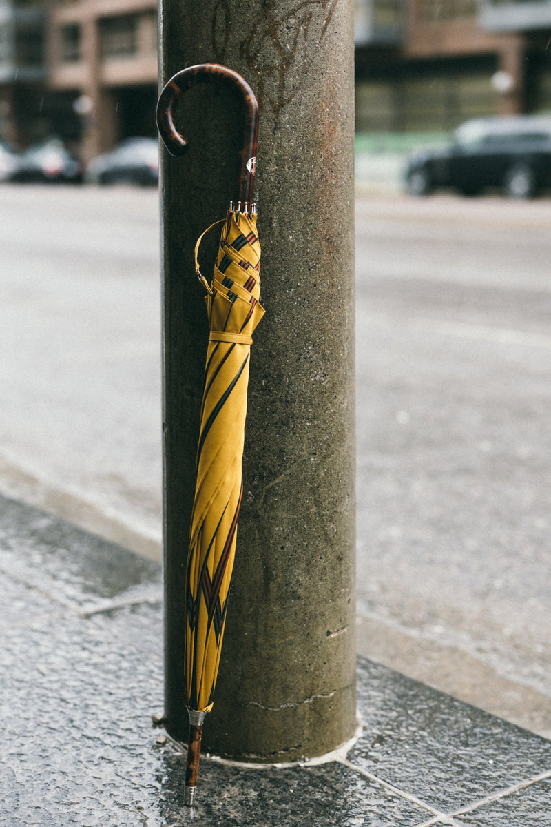 Handcrafted Tiger Maple Umbrella - Yellow Stripe