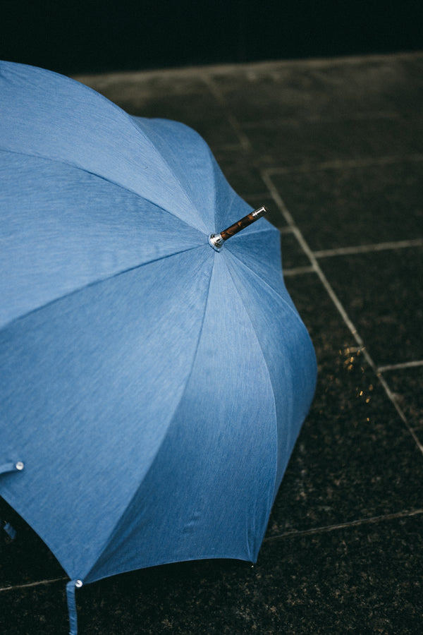 Handcrafted Tiger Maple Umbrella - Light Blue