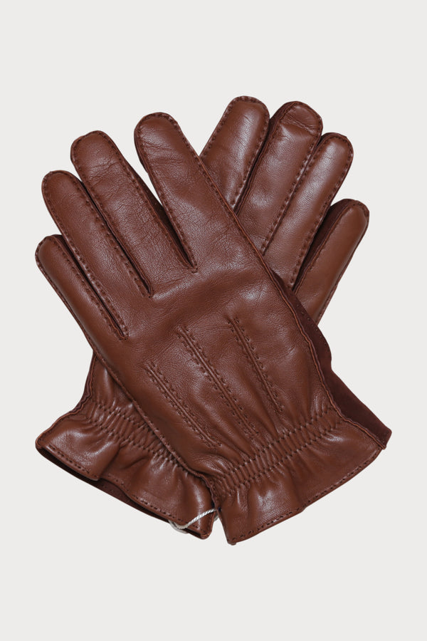 Cashmere Lined Leather Gloves - Chocolate