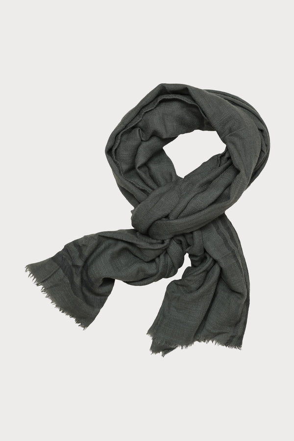 Cashmere Loomed Scarf - Army Green