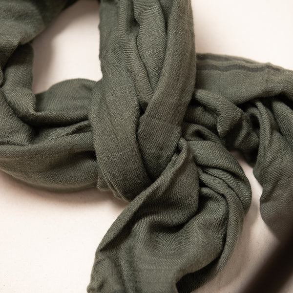 Cashmere Loomed Scarf - Army Green