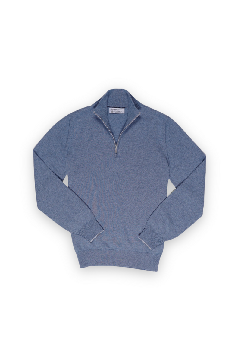 Cashmere Quarter-Zip Sweater - Cornflower Blue