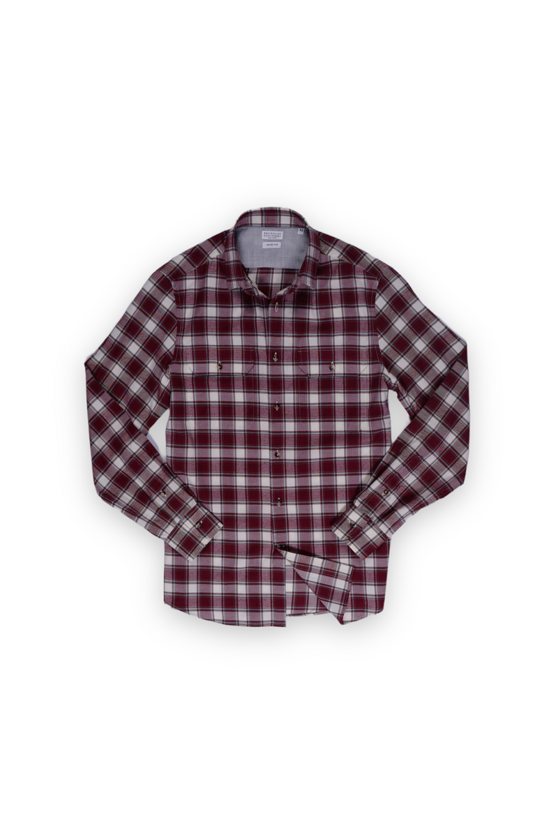 Madras Flannel Slim-fit Shirt - Rosso & Bianco