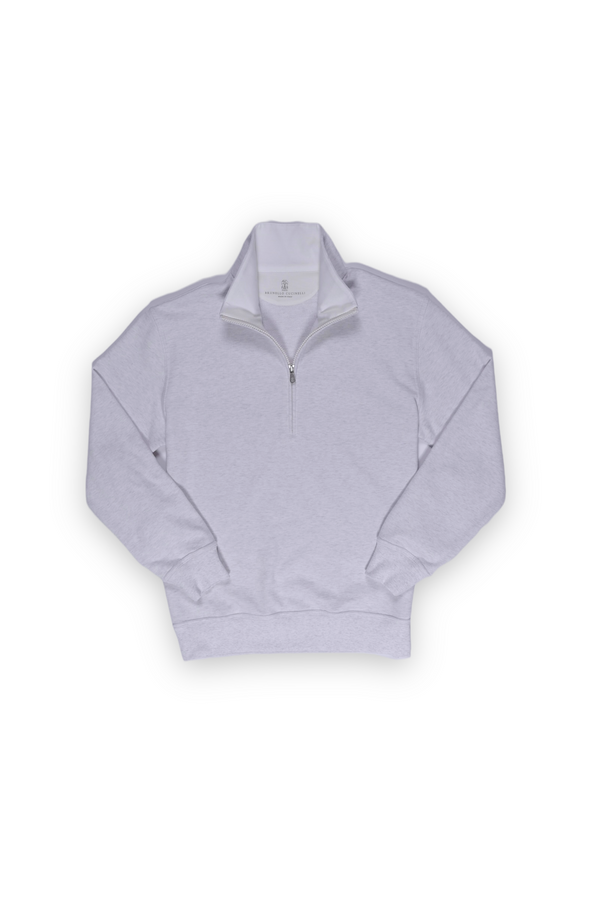 Cotton Half-Zip Sweatshirt - Travertine
