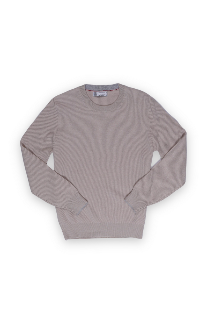 Cashmere English Rib Sweater - Sand