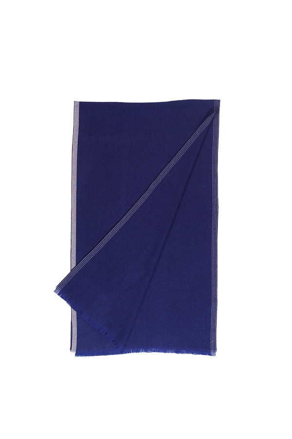 Cashmere & Wool Diagonal Scarf - Blue