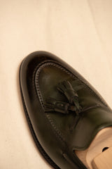 Handcrafted Tassel Loafers in Oliva Green