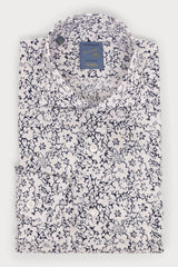 Hand-Tailored Sports Shirt - White & Blue Print