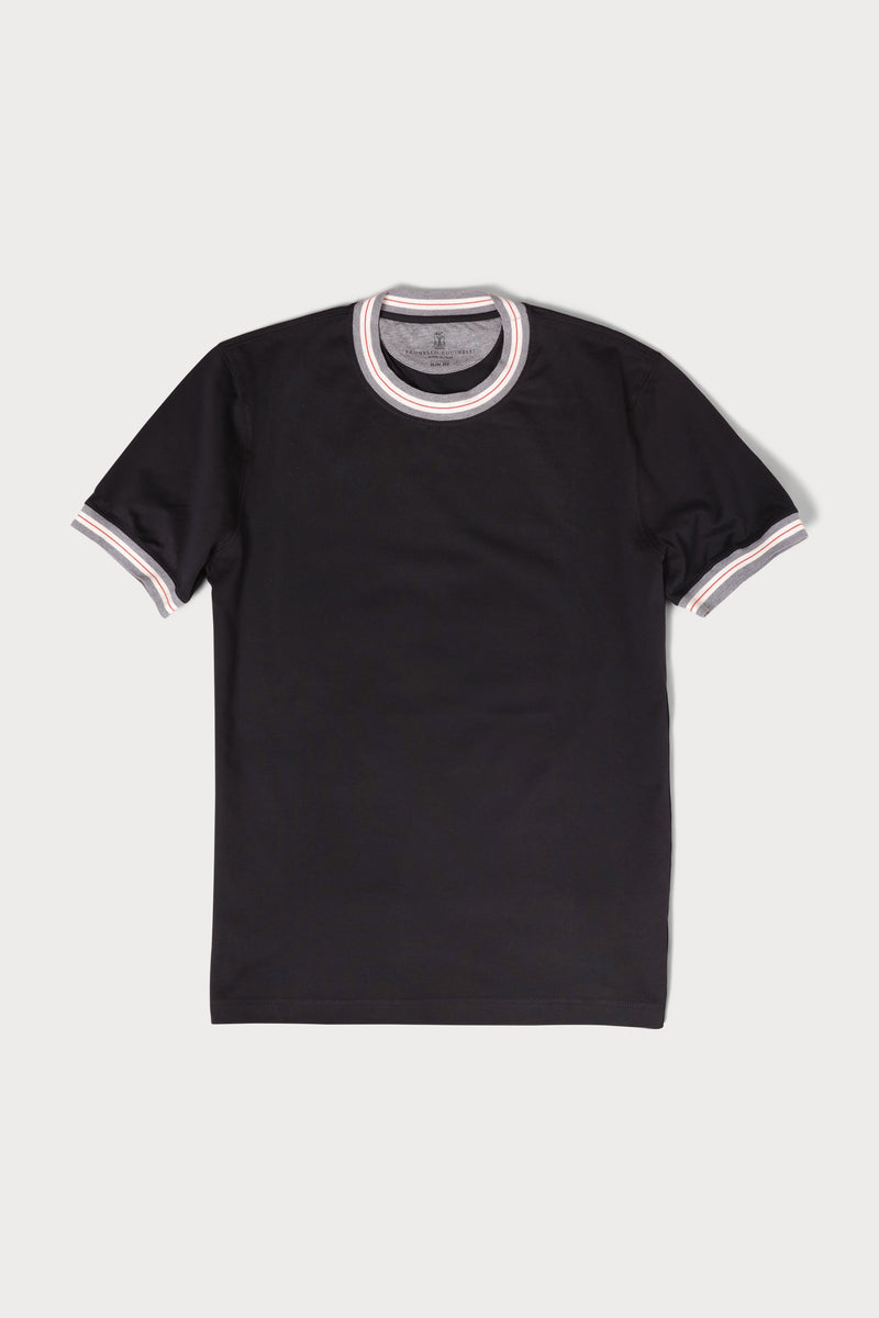 Crewneck T-Shirt - Navy with Striped Details