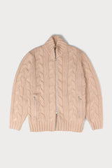 Cashmere Cable-Knit Zip-Up Cardigan