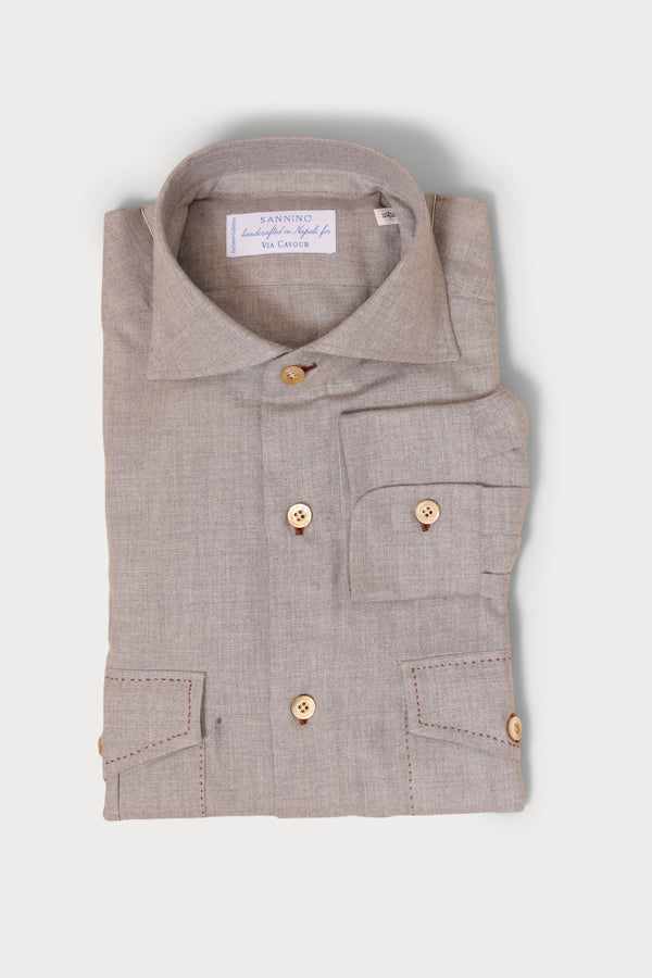 Hand-Tailored Sports Shirt - Grey Flannel