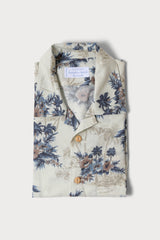 Handmade Sports Shirt - White Tropical Floral Print